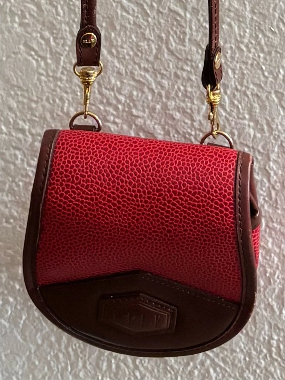 ELLE Red Genuine Pebble Leather Small Crossbody